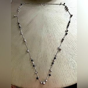 Black and silver beaded long necklace